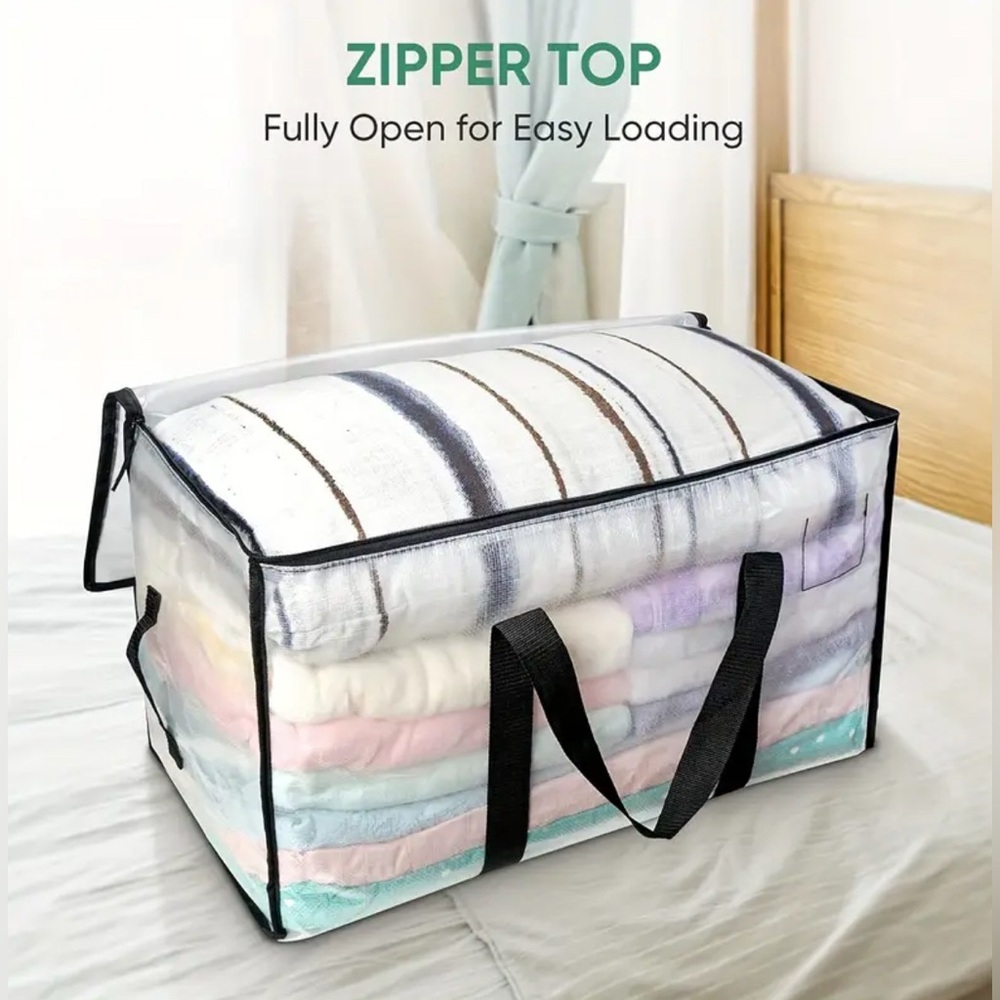 Transparent Storage Bag Extra Large with Black Trim and Handles NWOT